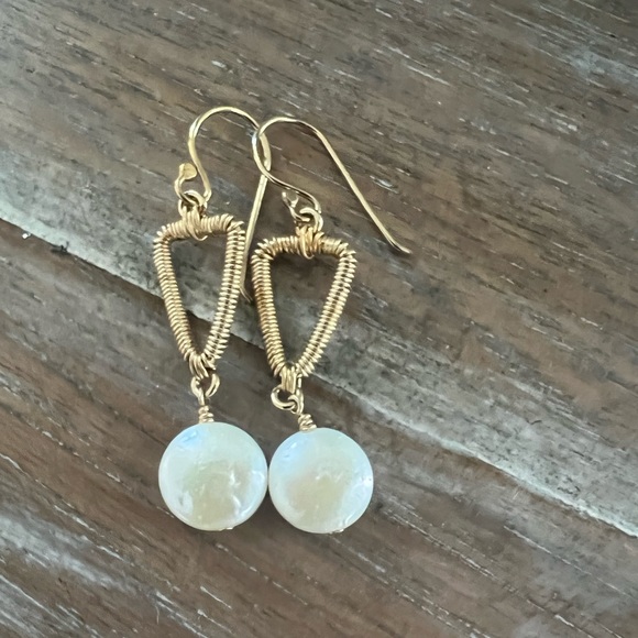 Handmade Pearl Drop Earrings - Picture 1 of 3